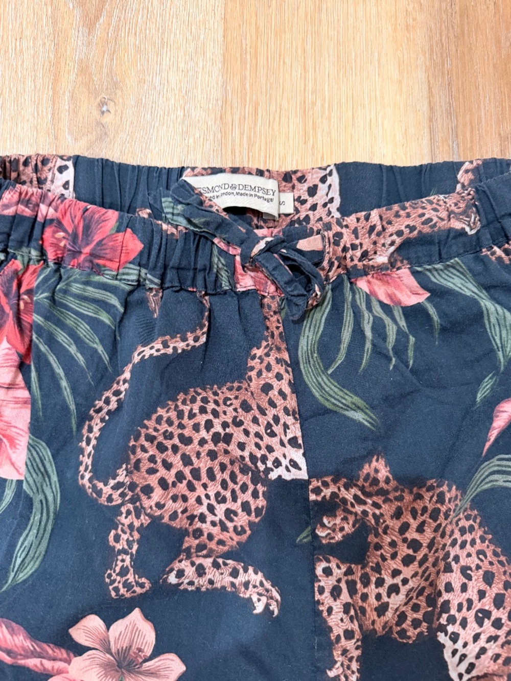 Desmond & Dempsey Soleia Leopard Tropical Print Wide leg Pajama Trousers-Small